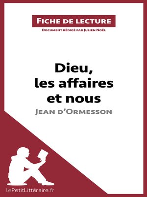 cover image of Dieu, les affaires et nous de Jean d'Ormesson (Fiche de lecture)